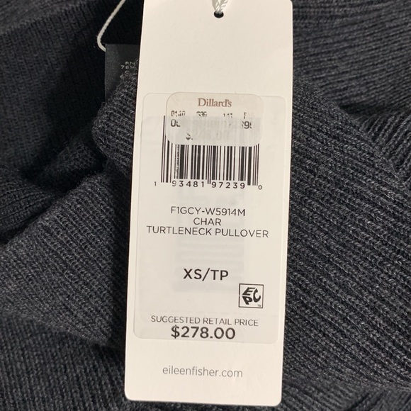 NWT EILEEN FISHER MERINO TURTLENECK TOP IN RESPONSIBLE WOOL - Picture 15 of 16